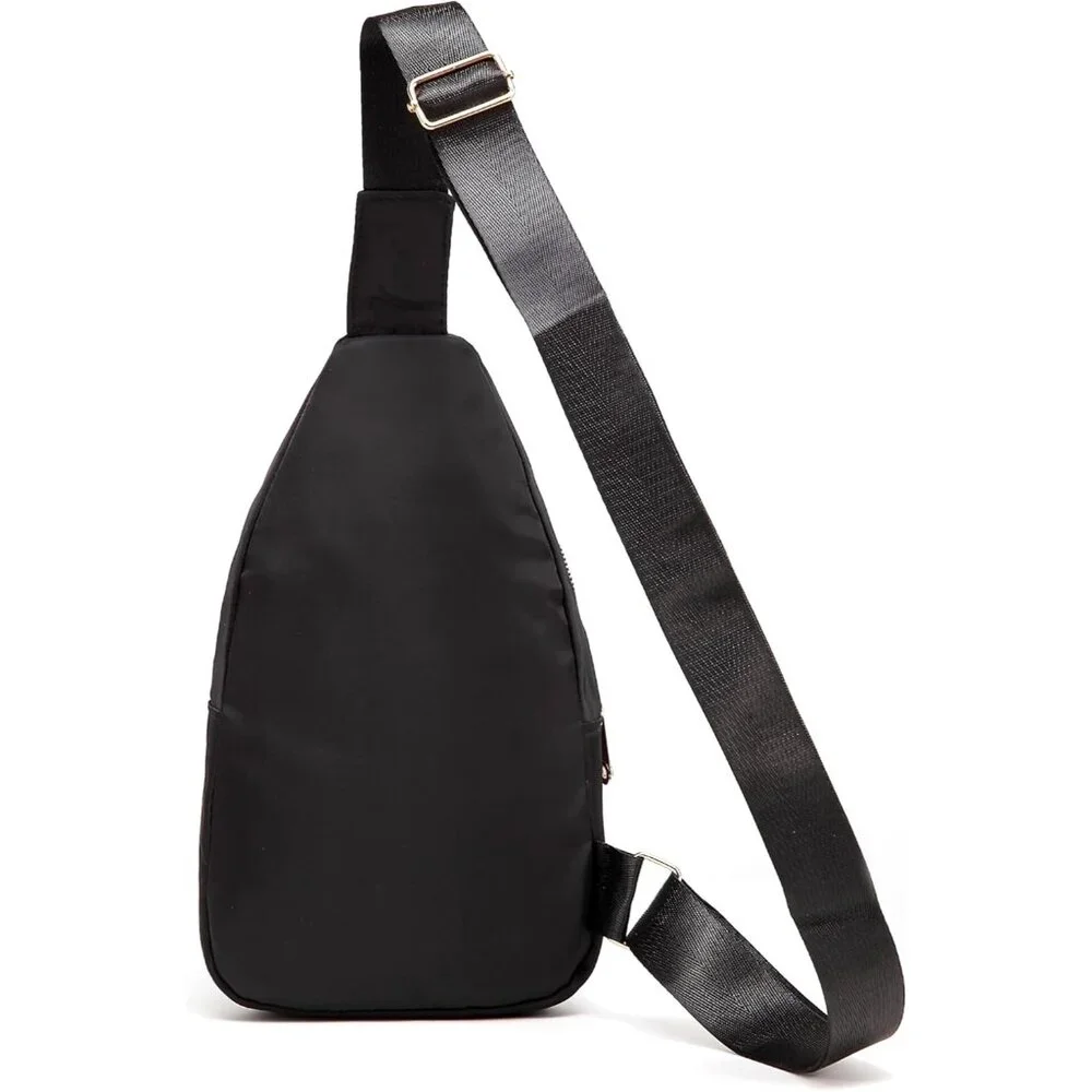 💫 Men Black Sling Backpack Hiking Travel Sport Running Adjustable Crossbody Bag